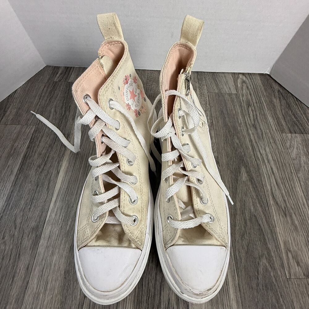 Converse Chuck Taylor All Star Floral High Top Zip Sneakers Kids Size 6